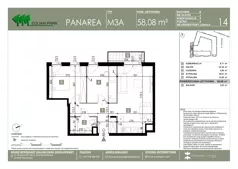 3 pokoje, mieszkanie 58,08 m², piętro 4, oferta nr 14, Panarea, Warszawa, Ursus, ul. Ryżowa