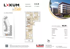 3 pokoje, mieszkanie 60,26 m², piętro 1, oferta nr 2-1-6, Lokum la Vida, Wrocław, Sołtysowice, ul. Lothara Herbsta