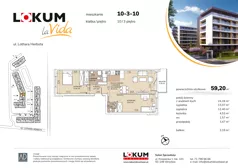 3 pokoje, mieszkanie 59,12 m², piętro 3, oferta nr 10-3-10, Lokum la Vida Etap II, Wrocław, Sołtysowice, ul. Lothara Herbsta