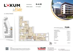 4 pokoje, mieszkanie 75,64 m², piętro 4, oferta nr 8-4-20, Lokum la Vida Etap II, Wrocław, Sołtysowice, ul. Lothara Herbsta