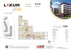 4 pokoje, mieszkanie 75,64 m², piętro 5, oferta nr 8-5-24, Lokum la Vida Etap II, Wrocław, Sołtysowice, ul. Lothara Herbsta