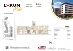 2 pokoje, mieszkanie 44,88 m², piętro 2, oferta nr 5-2-9, Lokum la Vida, Wrocław, Sołtysowice, ul. Lothara Herbsta