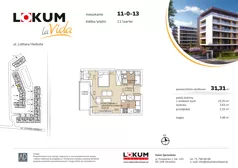 1 pokój, mieszkanie 31,18 m², parter, oferta nr 11-0-13, Lokum la Vida Etap II, Wrocław, Sołtysowice, ul. Lothara Herbsta