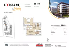 2 pokoje, mieszkanie 39,21 m², piętro 4, oferta nr 11-4-65, Lokum la Vida Etap II, Wrocław, Sołtysowice, ul. Lothara Herbsta
