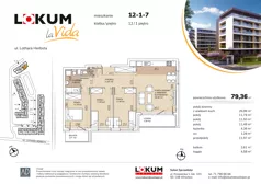 4 pokoje, mieszkanie 79,11 m², piętro 1, oferta nr 12-1-7, Lokum la Vida Etap II, Wrocław, Sołtysowice, ul. Lothara Herbsta