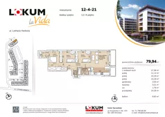 4 pokoje, mieszkanie 79,68 m², piętro 4, oferta nr 12-4-21, Lokum la Vida Etap II, Wrocław, Sołtysowice, ul. Lothara Herbsta