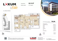 4 pokoje, mieszkanie 79,25 m², piętro 5, oferta nr 12-5-27, Lokum la Vida Etap II, Wrocław, Sołtysowice, ul. Lothara Herbsta
