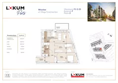 3 pokoje, mieszkanie 65,05 m², piętro 2, oferta nr F1-2-23, Lokum Porto Etap VI, Wrocław, Szczepin, ul. Długa/Gnieźnieńska