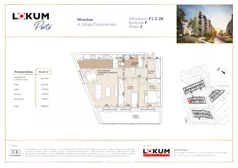 3 pokoje, mieszkanie 60,38 m², piętro 2, oferta nr F1-2-28, Lokum Porto Etap VI, Wrocław, Szczepin, ul. Długa/Gnieźnieńska