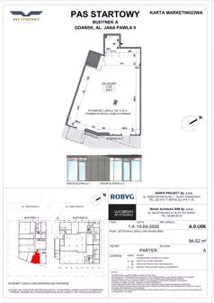 Lokal użytkowy 94,52 m², oferta nr A.0U06, Pas Startowy - lokale użytkowe, Gdańsk, Zaspa, Zaspa-Młyniec, al. Jana Pawła II