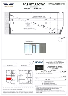 Lokal użytkowy 135,79 m², oferta nr A.0U09, Pas Startowy - lokale użytkowe, Gdańsk, Zaspa, Zaspa-Młyniec, al. Jana Pawła II