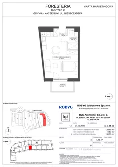 1 pokój, mieszkanie 29,80 m², piętro 3, oferta nr D.3M16, Foresteria Etap D, Gdynia, Wielki Kack, Kacze Buki, ul. Bieszczadzka