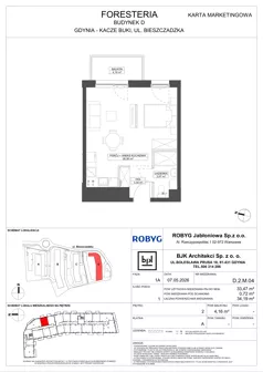 1 pokój, mieszkanie 33,47 m², piętro 2, oferta nr D.2M04, Foresteria Etap D, Gdynia, Wielki Kack, Kacze Buki, ul. Bieszczadzka