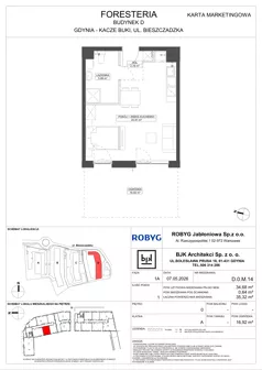 1 pokój, mieszkanie 33,47 m², piętro 1, oferta nr D.1M04, Foresteria, Gdynia, Wielki Kack, Kacze Buki, ul. Bieszczadzka