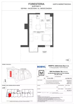 1 pokój, mieszkanie 34,40 m², parter, oferta nr A.0M10, Foresteria Etap A, Gdynia, Wielki Kack, Kacze Buki, ul. Bieszczadzka