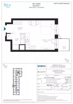 1 pokój, apartament inwestycyjny 26,38 m², piętro 2, oferta nr A1.2M07, Sky Point - Apartamenty Inwestycyjne, Gdańsk, Oliwa, Zaspa-Rozstaje, al. Grunwaldzka