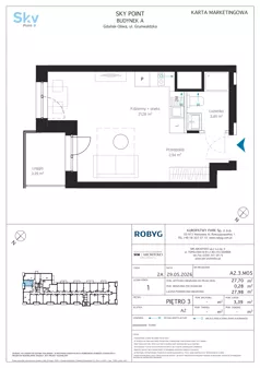 1 pokój, apartament inwestycyjny 27,70 m², piętro 3, oferta nr A2.3M05, Sky Point - Apartamenty Inwestycyjne, Gdańsk, Oliwa, Zaspa-Rozstaje, al. Grunwaldzka