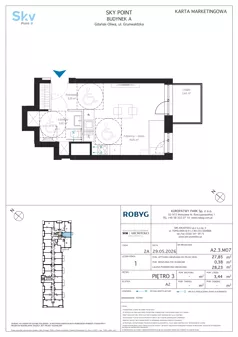 1 pokój, apartament inwestycyjny 27,85 m², piętro 3, oferta nr A2.3M07, Sky Point - Apartamenty Inwestycyjne, Gdańsk, Oliwa, Zaspa-Rozstaje, al. Grunwaldzka