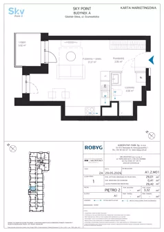 1 pokój, apartament inwestycyjny 29,01 m², piętro 2, oferta nr A1.2M01, Sky Point - Apartamenty Inwestycyjne, Gdańsk, Oliwa, Zaspa-Rozstaje, al. Grunwaldzka