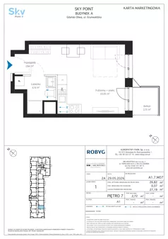 1 pokój, apartament inwestycyjny 26,82 m², piętro 7, oferta nr A1.7M07, Sky Point - Apartamenty Inwestycyjne, Gdańsk, Oliwa, Zaspa-Rozstaje, al. Grunwaldzka