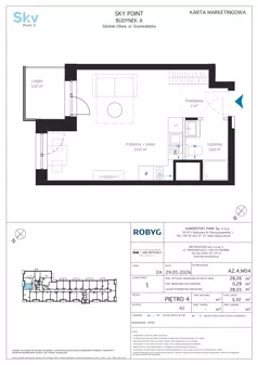 1 pokój, apartament inwestycyjny 28,26 m², piętro 4, oferta nr A2.4M04, Sky Point - Apartamenty Inwestycyjne, Gdańsk, Oliwa, Zaspa-Rozstaje, al. Grunwaldzka
