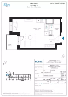 1 pokój, apartament inwestycyjny 28,26 m², piętro 4, oferta nr A2.4M05, Sky Point - Apartamenty Inwestycyjne, Gdańsk, Oliwa, Zaspa-Rozstaje, al. Grunwaldzka