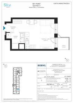 1 pokój, apartament inwestycyjny 26,82 m², piętro 8, oferta nr A1.8M07, Sky Point - Apartamenty Inwestycyjne, Gdańsk, Oliwa, Zaspa-Rozstaje, al. Grunwaldzka