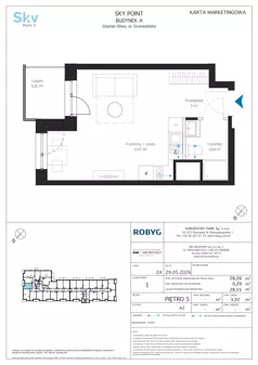 1 pokój, apartament inwestycyjny 28,26 m², piętro 5, oferta nr A2.5M04, Sky Point - Apartamenty Inwestycyjne, Gdańsk, Oliwa, Zaspa-Rozstaje, al. Grunwaldzka