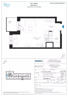 1 pokój, apartament inwestycyjny 28,26 m², piętro 6, oferta nr A2.6M04, Sky Point - Apartamenty Inwestycyjne, Gdańsk, Oliwa, Zaspa-Rozstaje, al. Grunwaldzka