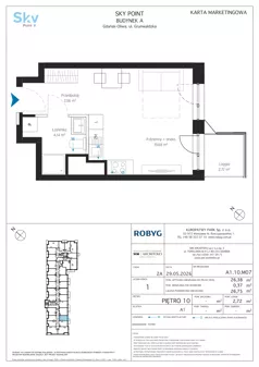1 pokój, apartament inwestycyjny 26,38 m², piętro 10, oferta nr A1.10M07, Sky Point - Apartamenty Inwestycyjne, Gdańsk, Oliwa, Zaspa-Rozstaje, al. Grunwaldzka