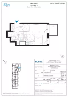 1 pokój, apartament inwestycyjny 28,45 m², piętro 6, oferta nr A2.6M07, Sky Point - Apartamenty Inwestycyjne, Gdańsk, Oliwa, Zaspa-Rozstaje, al. Grunwaldzka