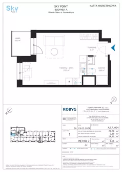 1 pokój, apartament inwestycyjny 28,26 m², piętro 7, oferta nr A2.7M04, Sky Point - Apartamenty Inwestycyjne, Gdańsk, Oliwa, Zaspa-Rozstaje, al. Grunwaldzka