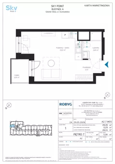 1 pokój, apartament inwestycyjny 28,26 m², piętro 7, oferta nr A2.7M05, Sky Point - Apartamenty Inwestycyjne, Gdańsk, Oliwa, Zaspa-Rozstaje, al. Grunwaldzka