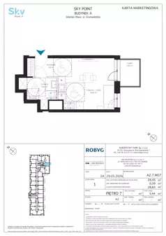 1 pokój, apartament inwestycyjny 28,45 m², piętro 7, oferta nr A2.7M07, Sky Point - Apartamenty Inwestycyjne, Gdańsk, Oliwa, Zaspa-Rozstaje, al. Grunwaldzka