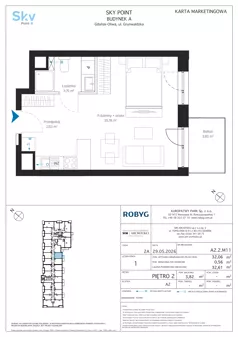 1 pokój, apartament inwestycyjny 32,06 m², piętro 2, oferta nr A2.2M11, Sky Point - Apartamenty Inwestycyjne, Gdańsk, Oliwa, Zaspa-Rozstaje, al. Grunwaldzka