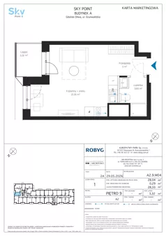 1 pokój, apartament inwestycyjny 28,04 m², piętro 9, oferta nr A2.9M04, Sky Point - Apartamenty Inwestycyjne, Gdańsk, Oliwa, Zaspa-Rozstaje, al. Grunwaldzka