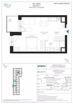 1 pokój, apartament inwestycyjny 32,17 m², piętro 2, oferta nr A2.2M13, Sky Point - Apartamenty Inwestycyjne, Gdańsk, Oliwa, Zaspa-Rozstaje, al. Grunwaldzka
