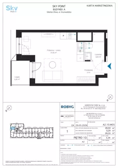 1 pokój, apartament inwestycyjny 28,04 m², piętro 10, oferta nr A2.10M05, Sky Point - Apartamenty Inwestycyjne, Gdańsk, Oliwa, Zaspa-Rozstaje, al. Grunwaldzka