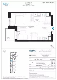 1 pokój, apartament inwestycyjny 32,33 m², piętro 2, oferta nr A2.2M14, Sky Point - Apartamenty Inwestycyjne, Gdańsk, Oliwa, Zaspa-Rozstaje, al. Grunwaldzka