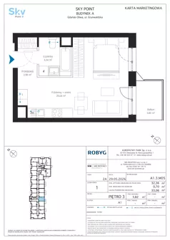 1 pokój, apartament inwestycyjny 32,36 m², piętro 3, oferta nr A1.3M05, Sky Point - Apartamenty Inwestycyjne, Gdańsk, Oliwa, Zaspa-Rozstaje, al. Grunwaldzka