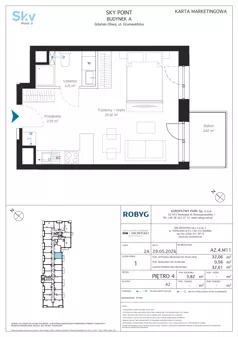 1 pokój, apartament inwestycyjny 32,06 m², piętro 4, oferta nr A2.4M11, Sky Point - Apartamenty Inwestycyjne, Gdańsk, Oliwa, Zaspa-Rozstaje, al. Grunwaldzka