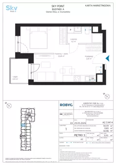 1 pokój, apartament inwestycyjny 32,33 m², piętro 3, oferta nr A2.3M14, Sky Point - Apartamenty Inwestycyjne, Gdańsk, Oliwa, Zaspa-Rozstaje, al. Grunwaldzka