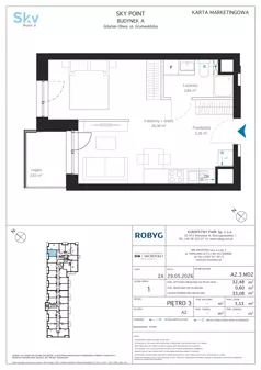 1 pokój, apartament inwestycyjny 32,48 m², piętro 3, oferta nr A2.3M02, Sky Point - Apartamenty Inwestycyjne, Gdańsk, Oliwa, Zaspa-Rozstaje, al. Grunwaldzka