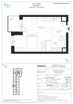 1 pokój, apartament inwestycyjny 32,49 m², piętro 3, oferta nr A2.3M01, Sky Point - Apartamenty Inwestycyjne, Gdańsk, Oliwa, Zaspa-Rozstaje, al. Grunwaldzka