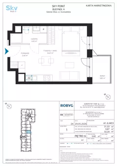 1 pokój, apartament inwestycyjny 31,53 m², piętro 6, oferta nr A1.6M03, Sky Point - Apartamenty Inwestycyjne, Gdańsk, Oliwa, Zaspa-Rozstaje, al. Grunwaldzka