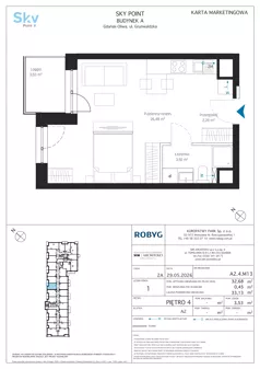1 pokój, apartament inwestycyjny 32,68 m², piętro 4, oferta nr A2.4M13, Sky Point - Apartamenty Inwestycyjne, Gdańsk, Oliwa, Zaspa-Rozstaje, al. Grunwaldzka