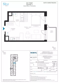 1 pokój, apartament inwestycyjny 32,06 m², piętro 6, oferta nr A2.6M11, Sky Point - Apartamenty Inwestycyjne, Gdańsk, Oliwa, Zaspa-Rozstaje, al. Grunwaldzka