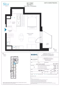 1 pokój, apartament inwestycyjny 34,97 m², piętro 2, oferta nr A2.2M10, Sky Point - Apartamenty Inwestycyjne, Gdańsk, Oliwa, Zaspa-Rozstaje, al. Grunwaldzka