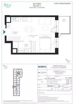 1 pokój, apartament inwestycyjny 31,95 m², piętro 7, oferta nr A1.7M04, Sky Point - Apartamenty Inwestycyjne, Gdańsk, Oliwa, Zaspa-Rozstaje, al. Grunwaldzka