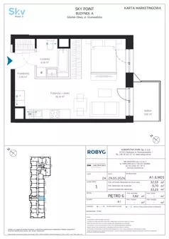 1 pokój, apartament inwestycyjny 32,53 m², piętro 6, oferta nr A1.6M05, Sky Point - Apartamenty Inwestycyjne, Gdańsk, Oliwa, Zaspa-Rozstaje, al. Grunwaldzka